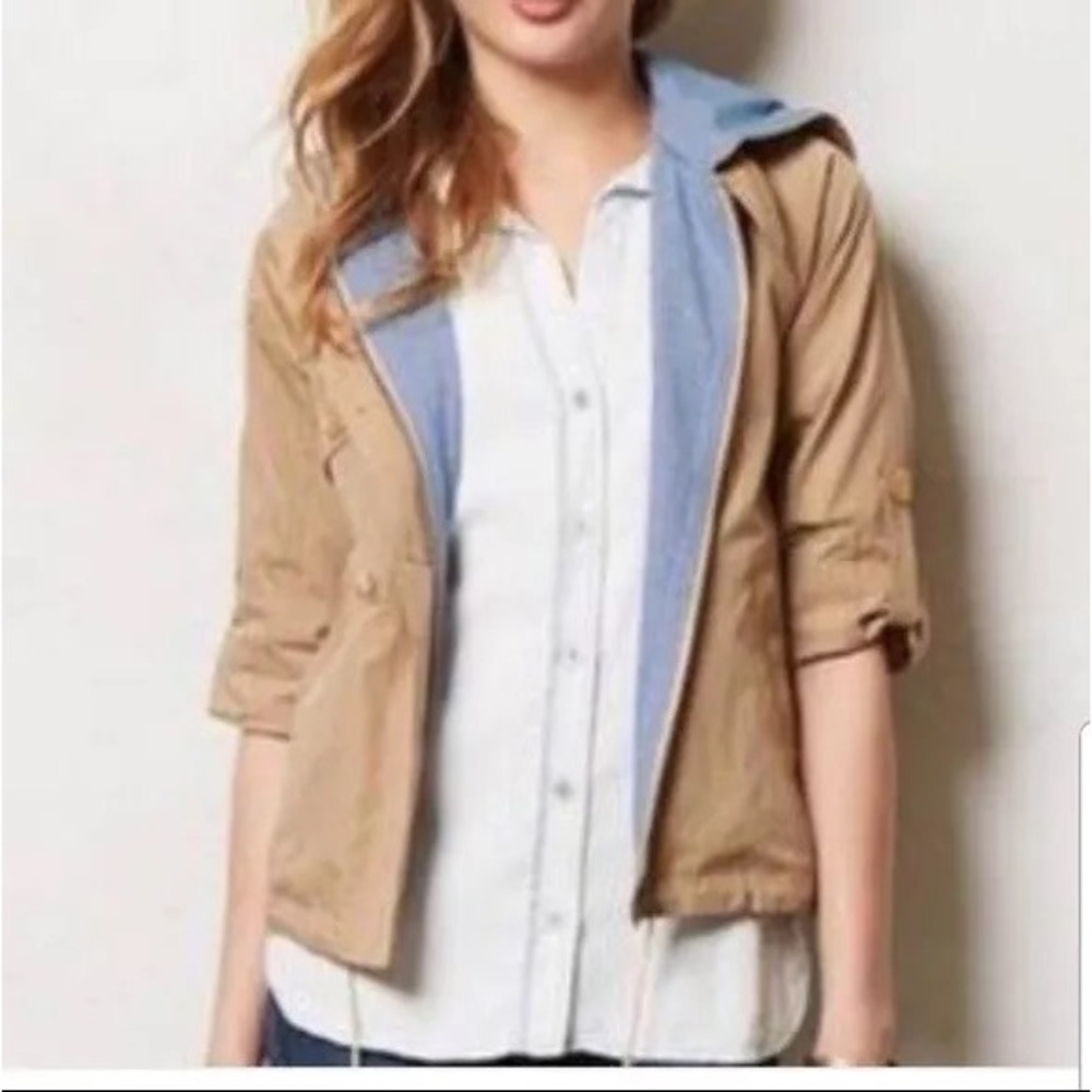 Anthropologie ISANI Khaki Hooded Anorak Jacket Size S